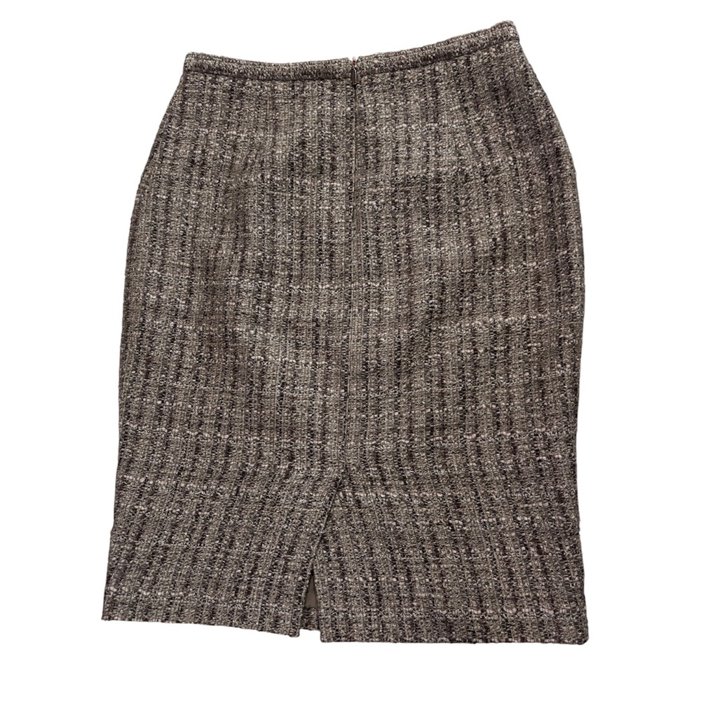 Max Mara Tweed Skirt knee length virgin‎ Wooli Melange Brown Sz 4 quiet luxury
